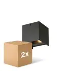 Fordelspakke 2x D'Lite Vægbelysning Elingen Aluminium Sort Up & Down 4.9W 480lm - 830 Varm Hvid | IP65 - Lyssensor