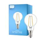 Philips Corepro LED Lustre E14 Kugle filament klar 2W 250lm - 827 ekstra varm hvid | erstatter 25W